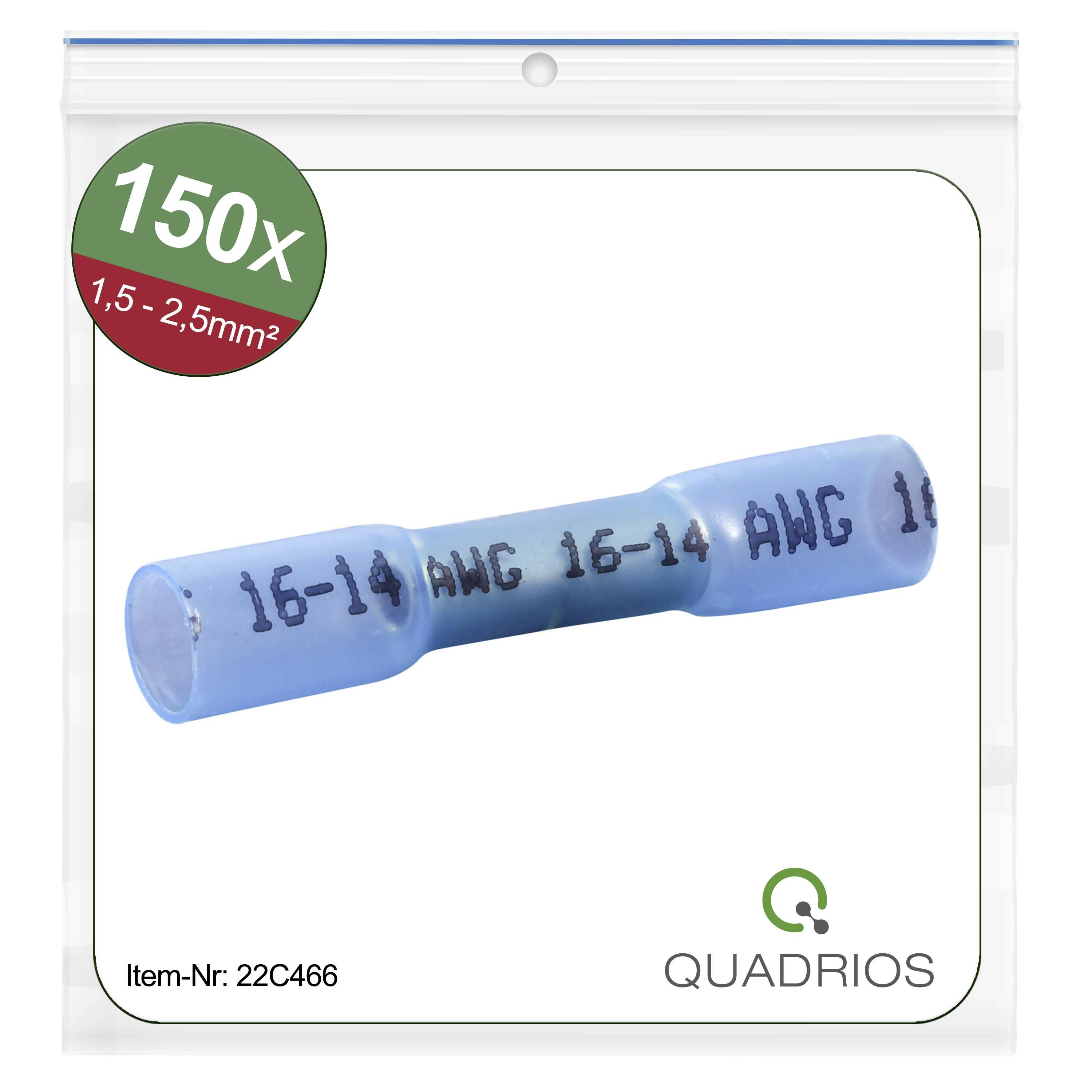 Quadrios 22C466 Stootverbinder Met Krimpkous 1.5 Mm² 2.5 Mm² Volledig Geïsoleerd Blauw 1 Set(s)