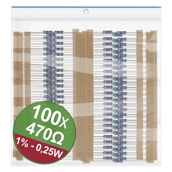 Quadrios 22P045 sada metalizovaných rezistorov 470 Ω axiálne vývody 0.25 W 1 % 1 sada