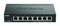 Čierny ethernetový switch so ôsmimi portami a zelenými LED indikátormi na prednej strane, od značky D-Link.