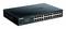 Čierny sieťový switch so 24 ethernetovými portami a zelenými LED indikátormi značky D-Link.