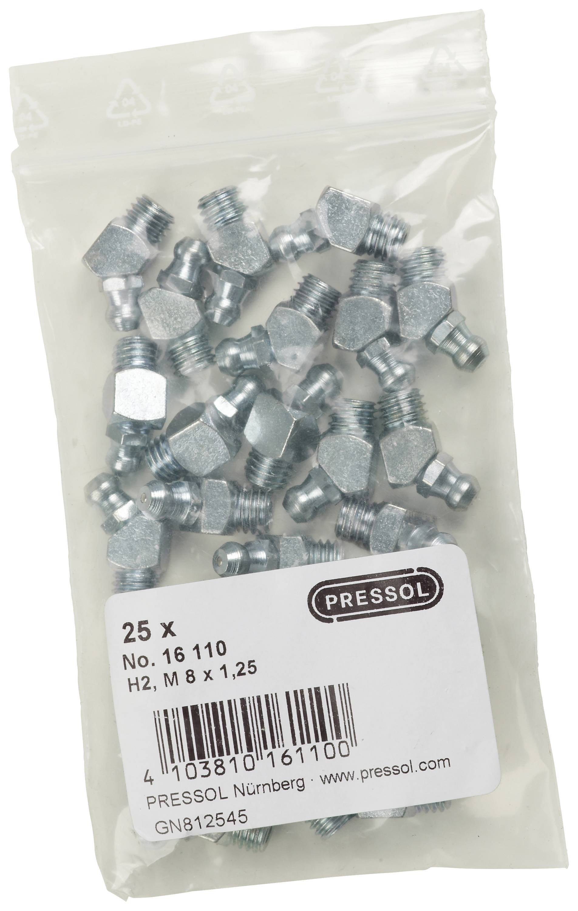 Pressol Conische smeernippel H2-45°, M 8 x 1,25-VZ 25 stuk(s) afbeelding