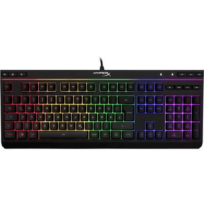 HyperX HX-KB5ME2-DE Alloy Core RGB káblový herná klávesnica nemecká, QWERTZ čierna podsvietenie, odolné voči striekajúce