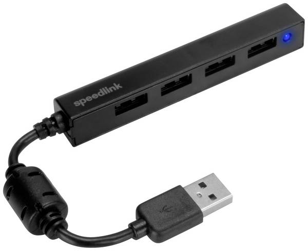SpeedLink Snappy Slim 4 porty USB Hub  čierna