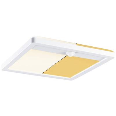 Štvorcové LED stropné svietidlo s pohybovým senzorom a dvojfarebným svetelným poľom v bielej a oranžovej farbe.