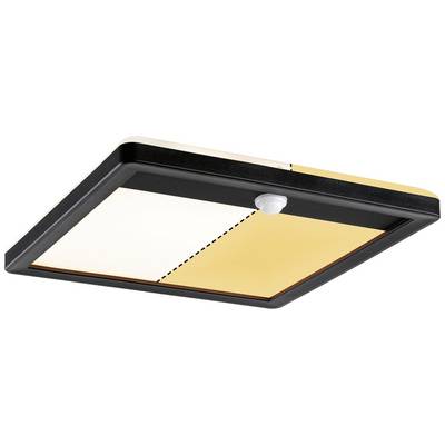 Štvorcové stropné LED svietidlo s pohybovým senzorom, ktoré pozostáva z dvoch diagonálne rozdelených svetelných panelov v bielej a žltej farbe.