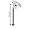 Na obrázku je vidieť čiernu exteriérovú lampu. Rozmery sú uvedené: výška 113,5 cm, šírka 310 mm, hĺbka 180 mm. Lampa má zakrivené rameno a priehľadný kryt.