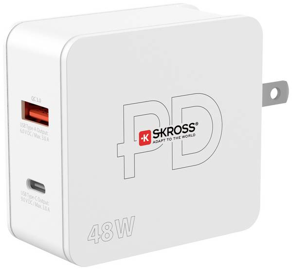 Skross Multipower Combo+ US  USB nabíjačka do interiéru, 2 x 1x USB-A, 1x USB-C®, SKKT000348WPDUSCCN
