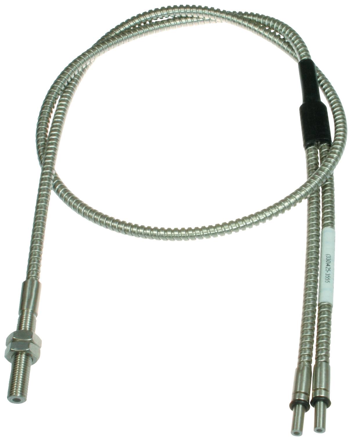 Dva flexibilné, kovom opláštené termočlánkové káble s prípojkami, ktoré sa používajú pre aplikácie monitorovania teploty.