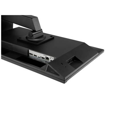 Zadná strana monitora s viditelnými konektormi: dva HDMI porty, jeden USB port a jeden ethernetový konektor.