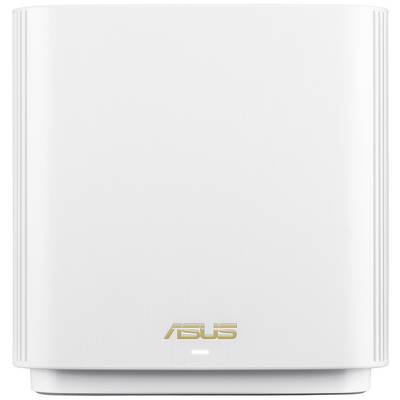 Biely smerovač ASUS so zaoblenými hranami a malým LED svetlom na spodnej strane.