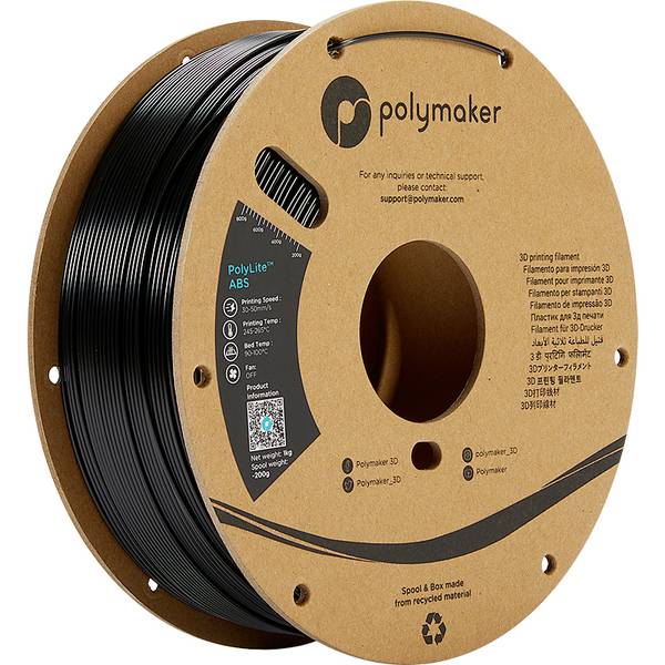 Polymaker PE01001 PolyLite vlákno pre 3D tlačiarne ABS plast  Bez zápachu 1.75 mm 1000 g čierna  1 ks