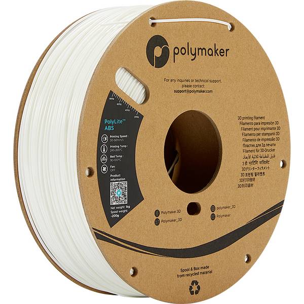 Polymaker PE01002 PolyLite vlákno pre 3D tlačiarne ABS plast  Bez zápachu 1.75 mm 1000 g biela  1 ks