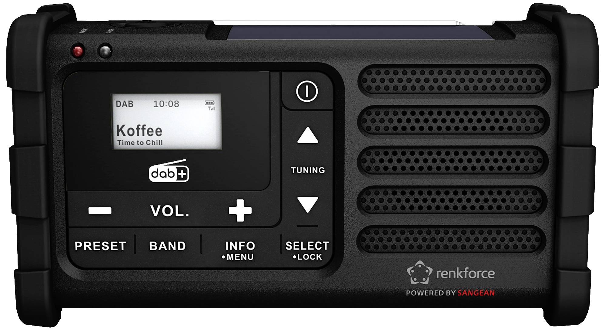 Renkforce RF-DAB-MMR88 RF-5266164 outdoorové rádio, DAB+, FM, pohotovostné rádio, USB, Ručná kľučka, solárny panel, možn-2