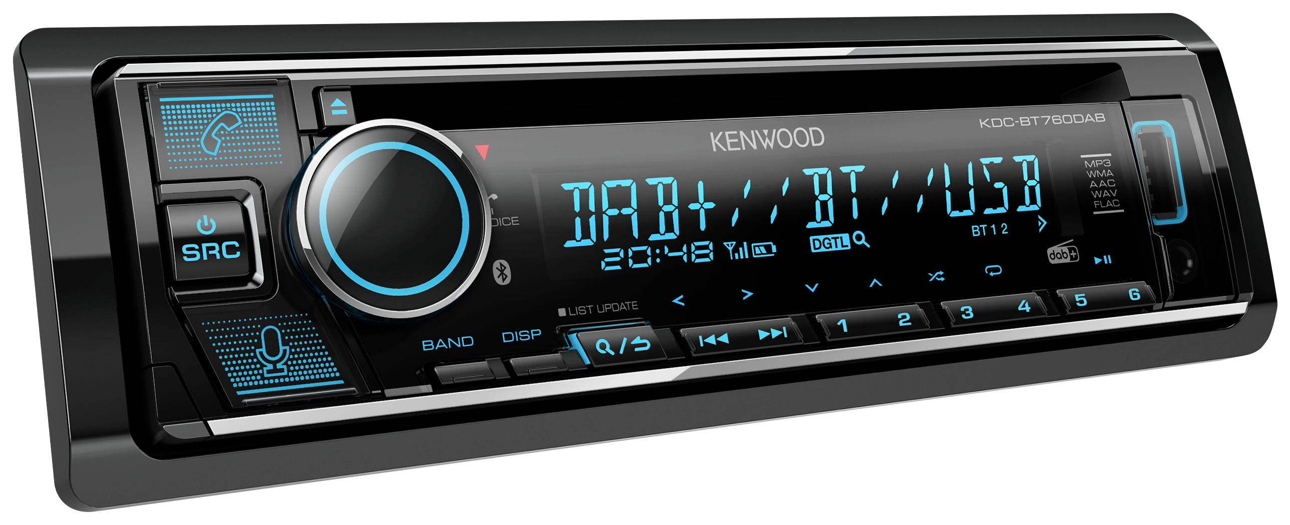 Kenwood KDC-BT760DAB Autoradio Sintonizzatore DAB+, Vivavoce Bluetooth®, Collegamento per controllo remoto da volante