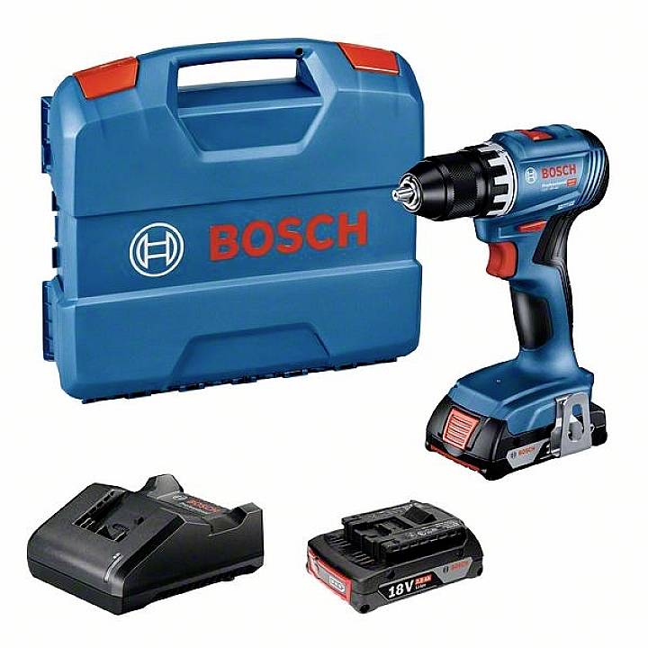 Bosch Professional GSR 18V-45 06019K3202 Trapano avvitatore a batteria 18 V 2.0 Ah Li-Ion incl. seconda batteria, incl. caricabatterie, incl. valigia