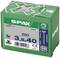 Zelený kartón so symbolom Spax, obsahuje 200 skrutiek, veľkosť 3,5x40 mm, Torx T20, vyrobené v Nemecku, povrchová úprava WIROX.