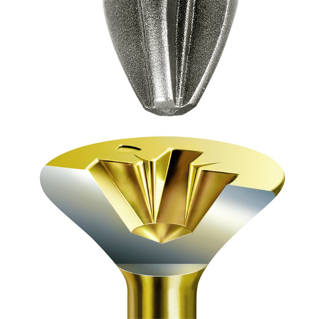 Zlatá skrutková hlava oproti striebornej hlavici skrutkovača, ktoré sú dokonale navzájom prepojené.