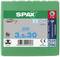Zelený obal Spax, obsahuje 200 skrutiek veľkosti 3,5x30 mm, z nehrdzavejúcej ocele A2, s T15 pohonom a 4CUT špičkou.