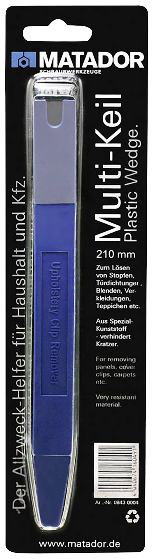 Matador Multi-Keil 210 mm z plastu v modrom balení. Pomôcka na uvoľnenie spojov, ideálna pre domácnosť a automobily.