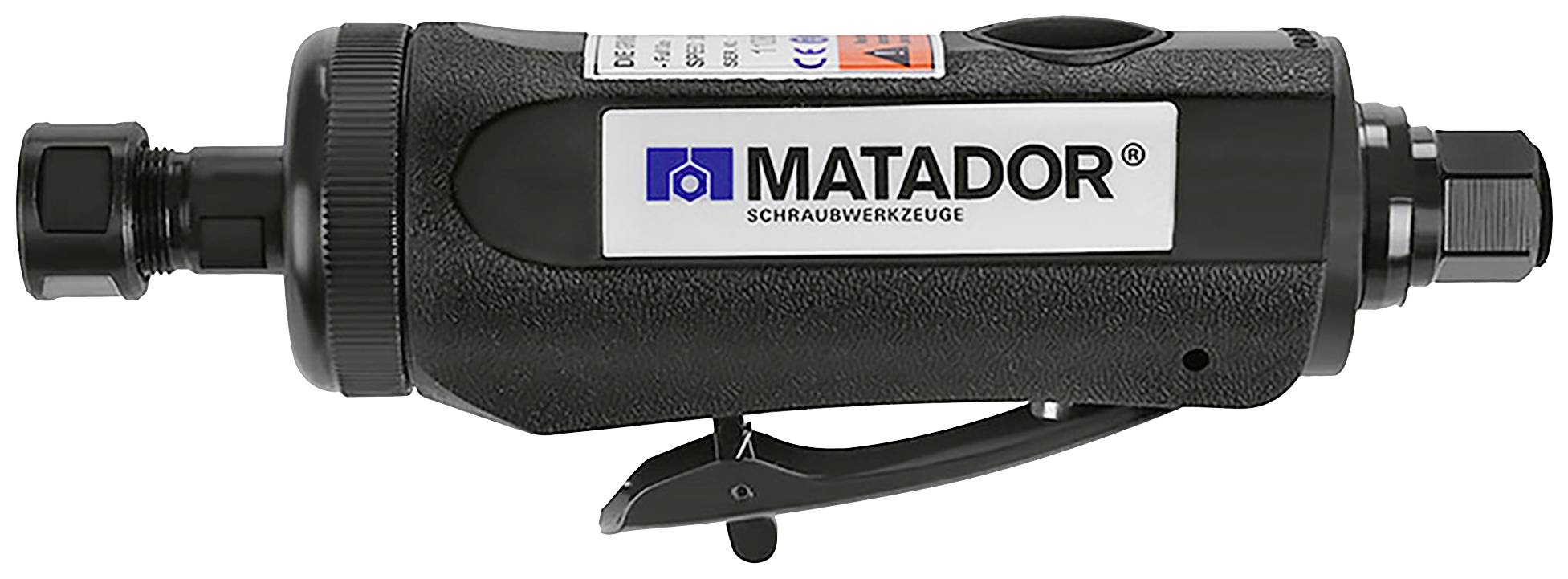 Čierny pneumatický skrutkovač značky 'Matador' s matným povrchom a ovládacou pákou.