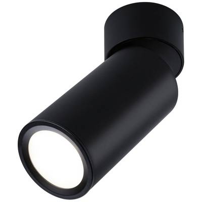 Čierna cylindrická stropná lampa s moderným dizajnom a jasným svetlom smerujúcim nadol. Ideálna pre súčasné priestory.