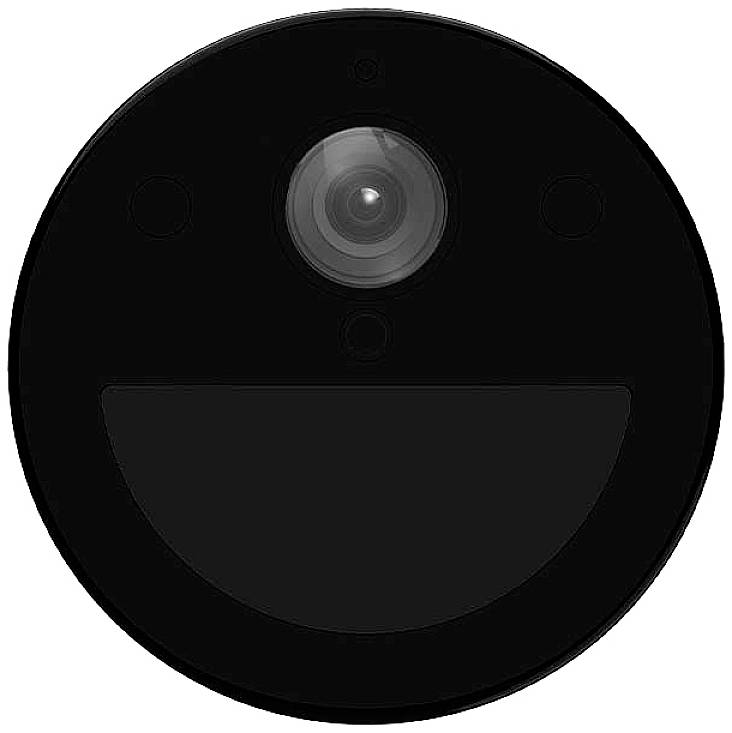 Čierna okrúhla bezpečnostná kamera s objektívom uprostred. Vhodná na monitorovanie obytných alebo komerčných priestorov.