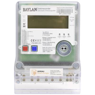 Elektromer BAYLAN Priamomeraný Elektromechanický merač elektrickej energie, zobrazuje technické detaily a pripojenia pre meranie elektrickej energie.