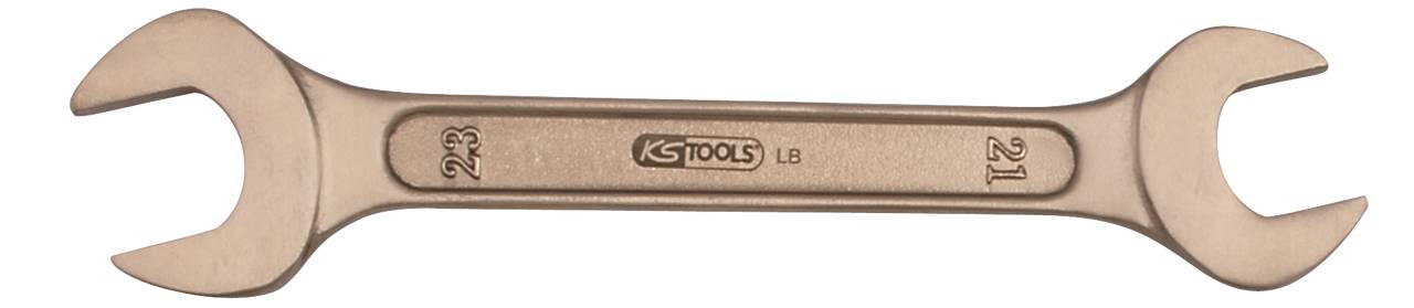 Obojstranný kovový kľúč s veľkosťami 22 a 21 s nápisom 'KS TOOLS' a 'LB'.