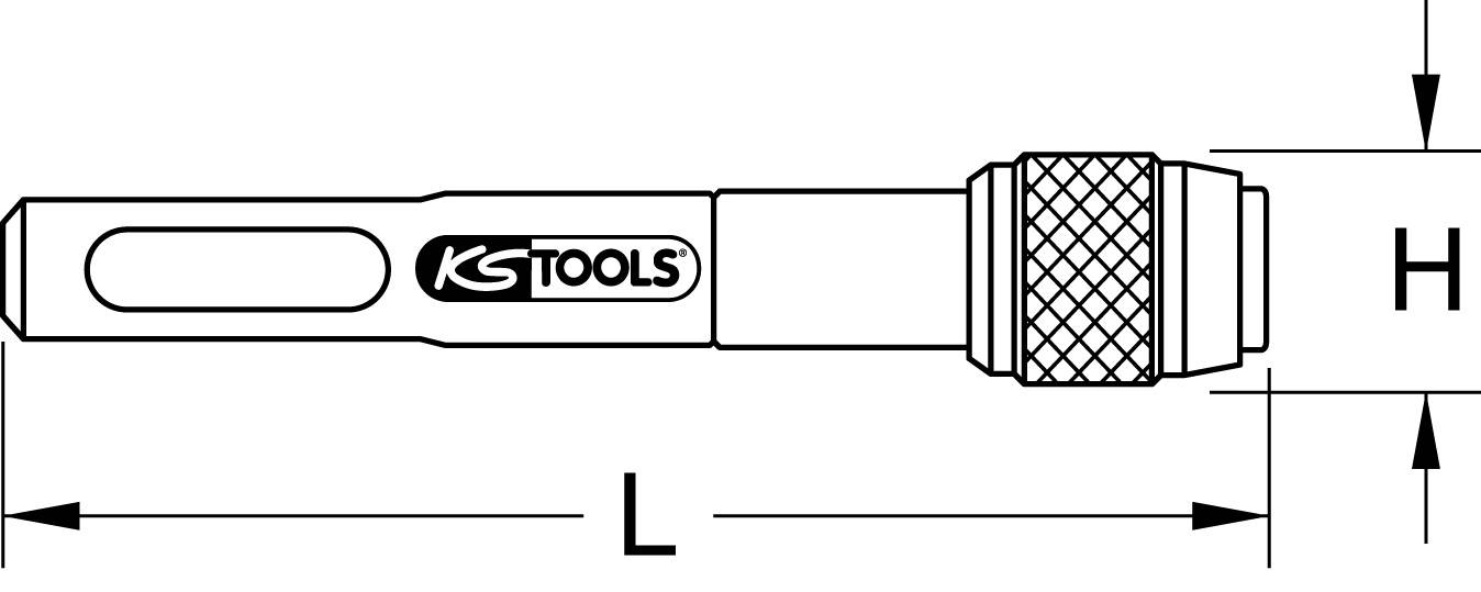 Predĺženie 'KS Tools', náčrt s rozmermi dĺžky L a H.