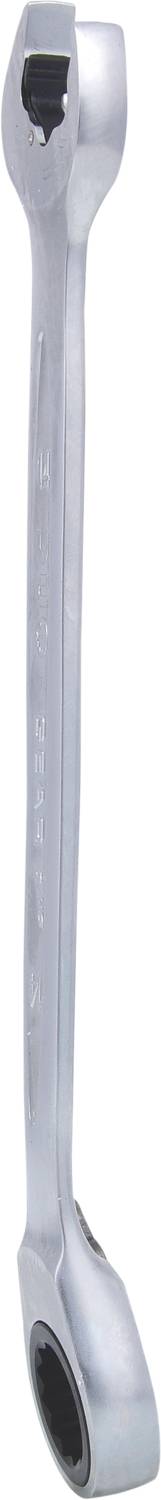 Chromovaný kľúč s ohnutým koncom, vhodný na uťahovanie alebo uvoľňovanie skrutiek a matíc.