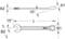 Technický výkres krúžkového kľúča s rozmermi: A1, A2, L, B1, B2 a uhlami 15°. Znázornené sú obe konce a ich sklon.