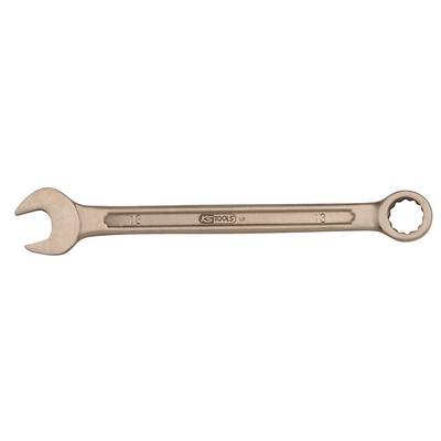 Strieborný obojstranný kľúč KS Tools s veľkosťami 18 a 13, vhodný pre remeselné práce.