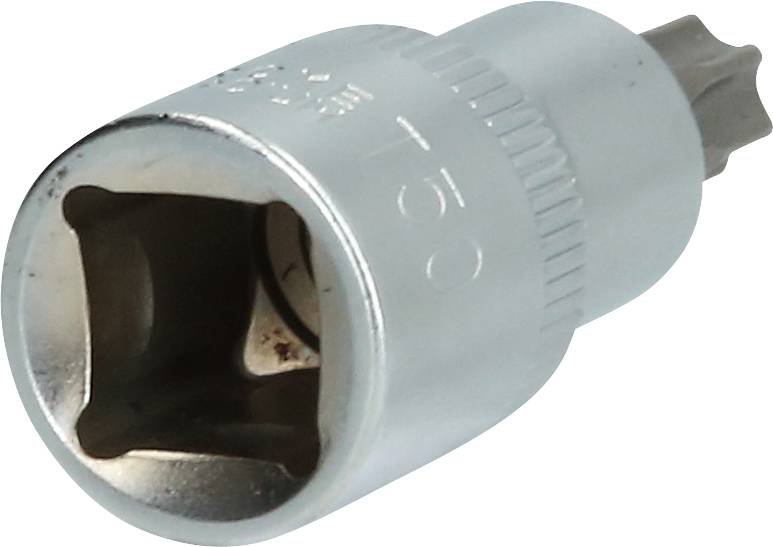 Kovová nástrčná hlavica s Torx hlavou, s označením T50, vysoko lesklá. Primárne používaná na uťahovanie skrutiek a svorníkov.