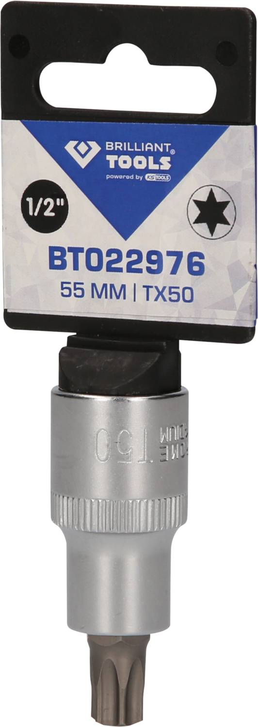 Nástrčný kľúč s hviezdicovým profilom TX50, dĺžka 55 mm, katalógové číslo BT022976 značky Brilliant Tools.