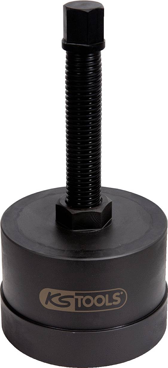 Čierny sťahovák s logom KG Tools, pozostávajúci z okrúhlej základne a centrálnej skrutky, vhodný pre mechanické aplikácie.