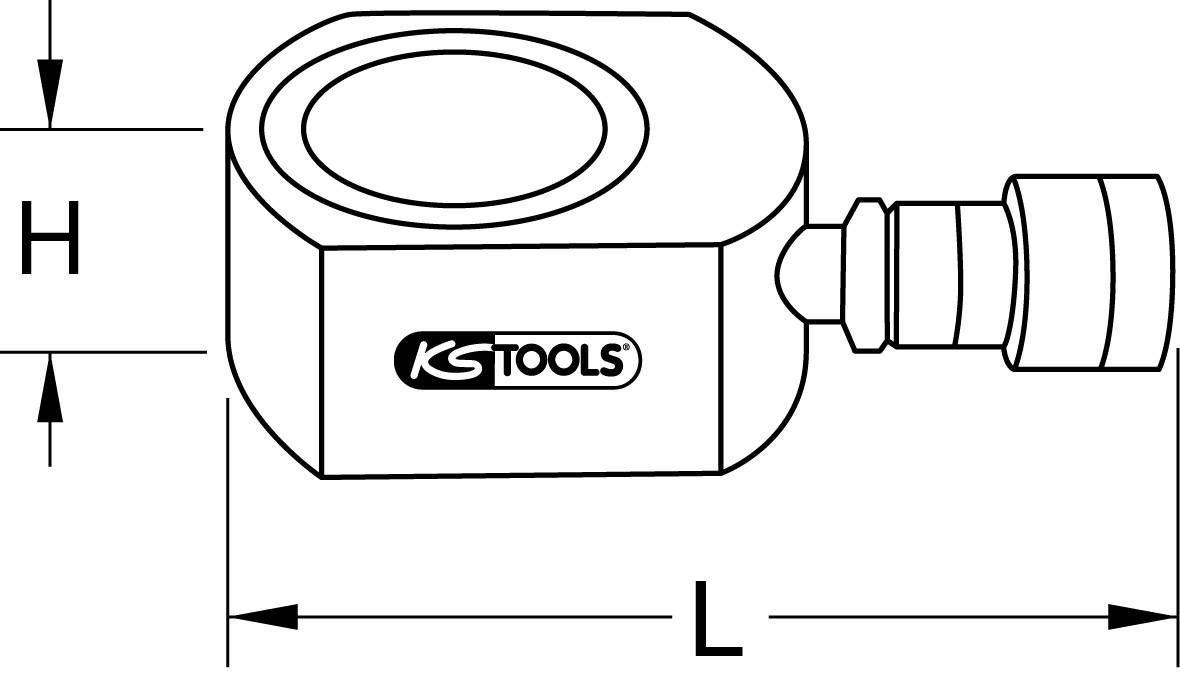 Návrh technickej výkresu nástroja s rozmermi 'H' a 'L', opatrený logom 'KS TOOLS'.