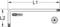 "L-kľúč Torx s logom "KS Tools", L1 symbolizuje dĺžku dlhej strany, L2 dĺžku krátkej strany. Znázornený profil Torx."