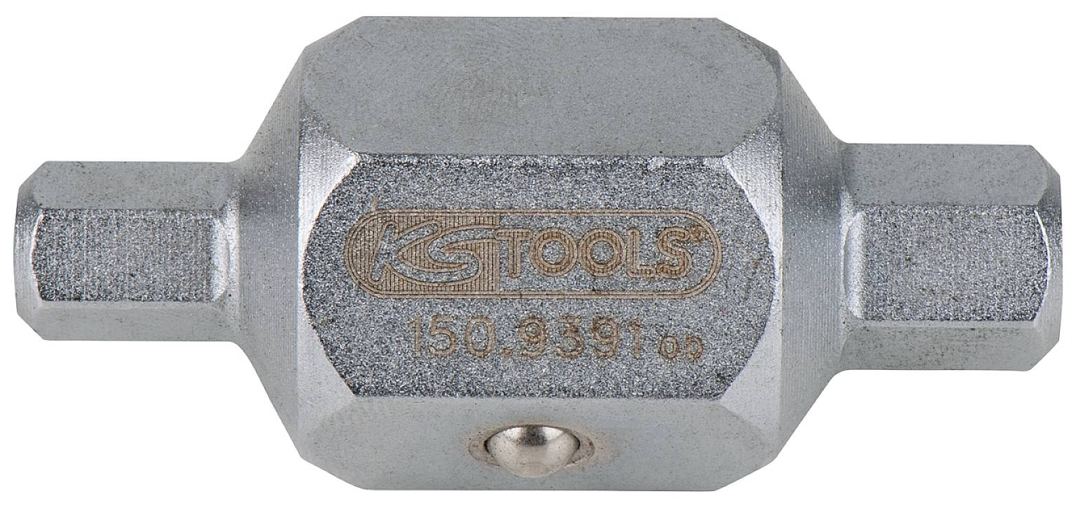 Kovový nástavec kľúča s vyrazeným logom 'KS Tools' a číslom '150.9381'. Vhodný pre skrutkové spoje.