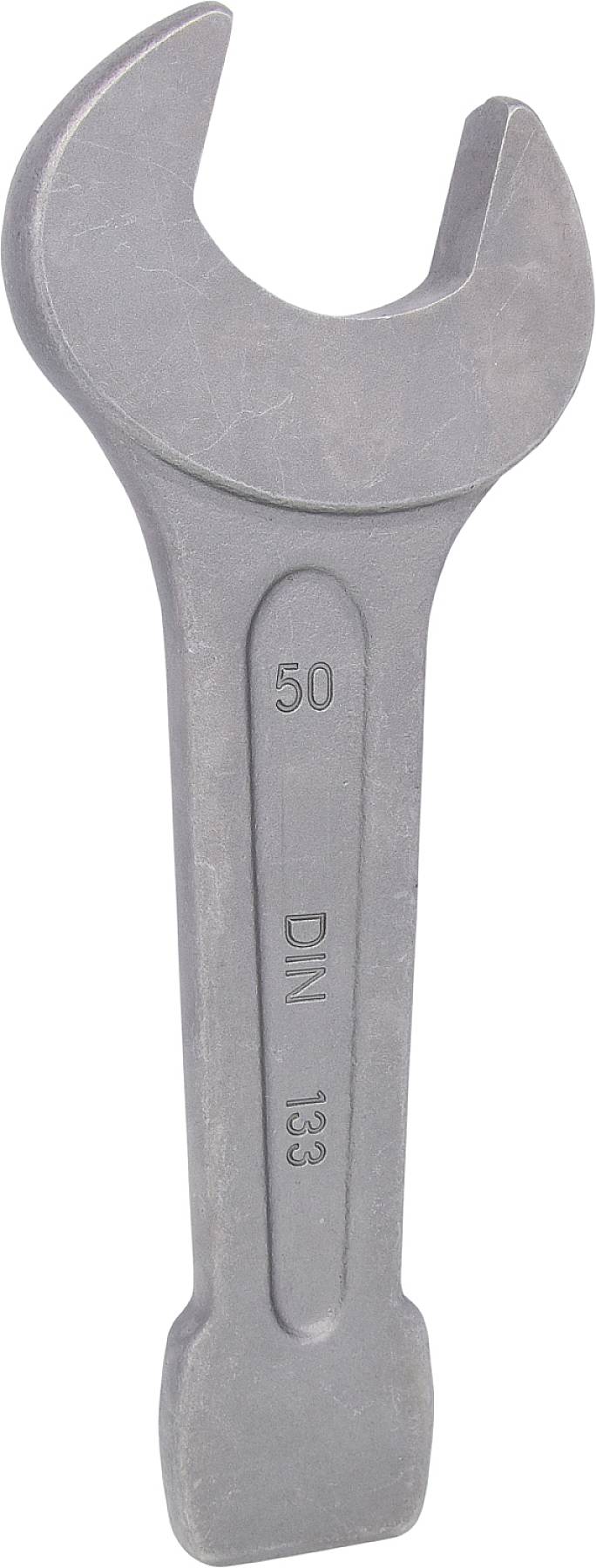 Veľký sivý vidlicový kľúč s nápisom 'DIN 133' a '50', vhodný pre veľké skrutky a matice.
