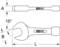 Technický výkres vidlicového kľúča značky KS Tools. Zobrazuje uhľové detaily 15 stupňov a rozmerové údaje A, B, L.