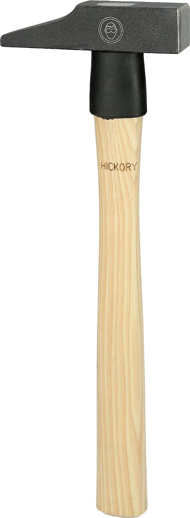 Tesárske kladivo s drevenou rukoväťou a čiernou kovovou hlavou.