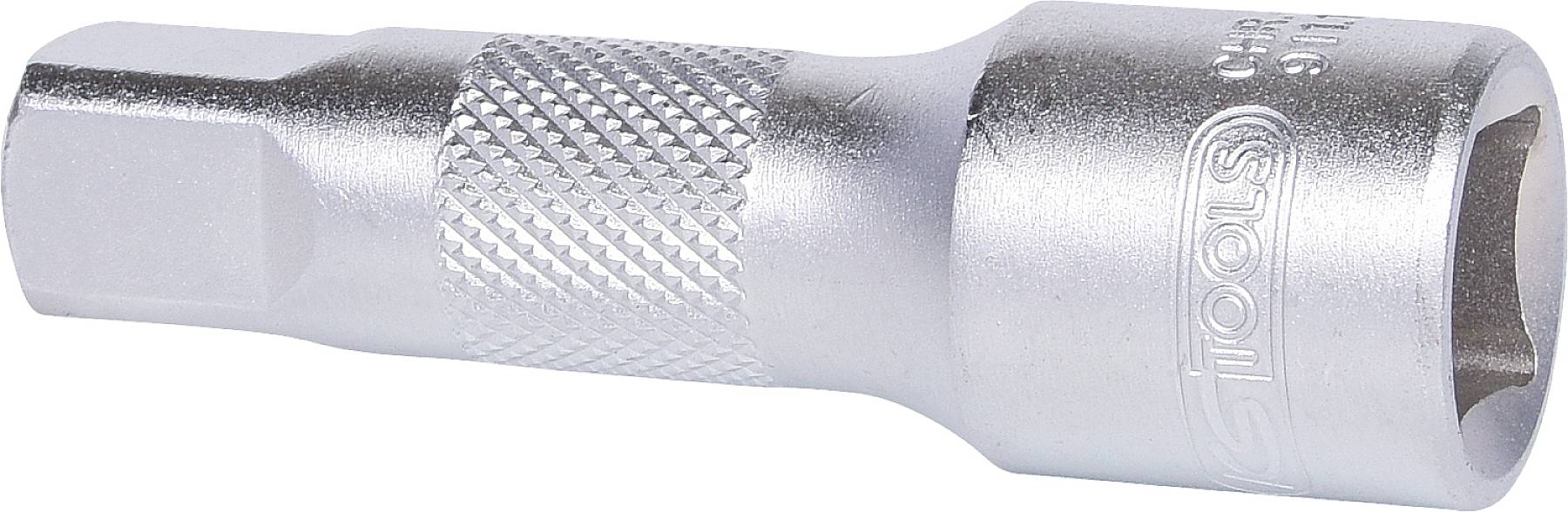Strieborný šesťhranný bit s vrúbkovanou rukoväťou pre lepšiu priľnavosť. Používa sa na utiahovanie skrutiek ručnými alebo elektrickými nástrojmi.