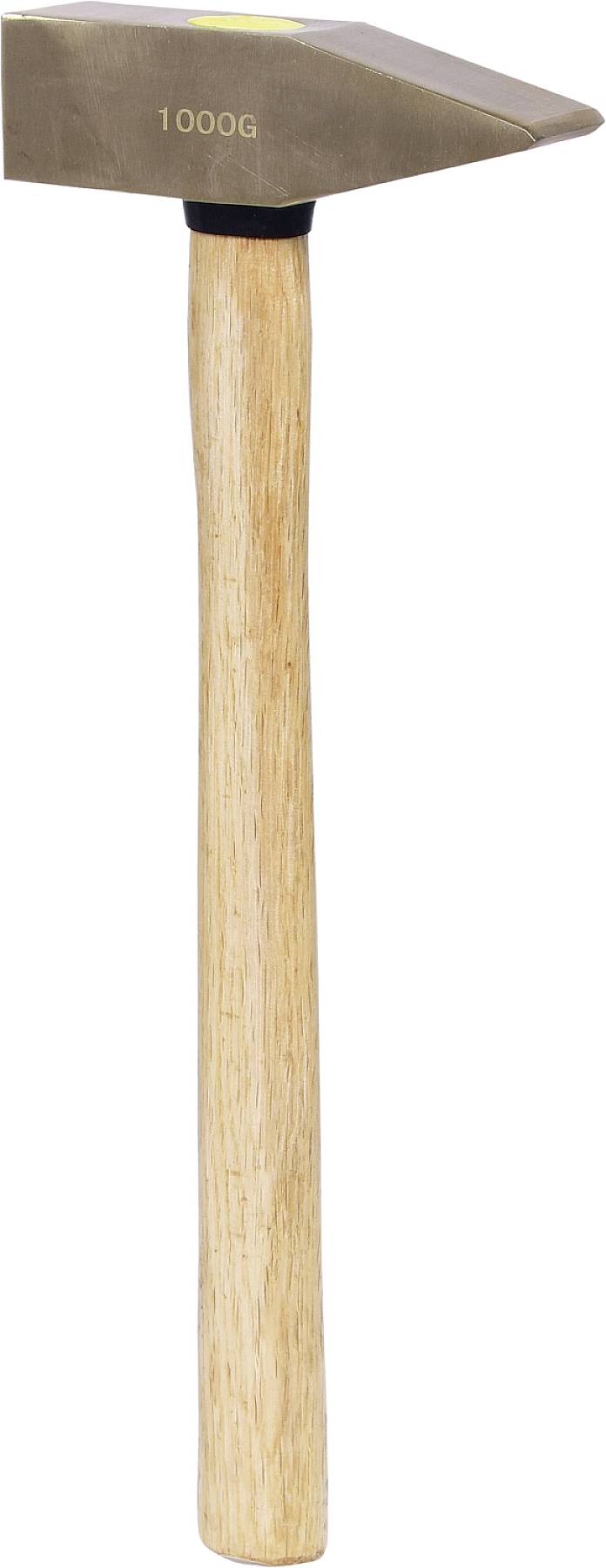 Kladivo s drevenou rukoväťou a kovovým hlavou, na ktorom je napísané '1000G'.