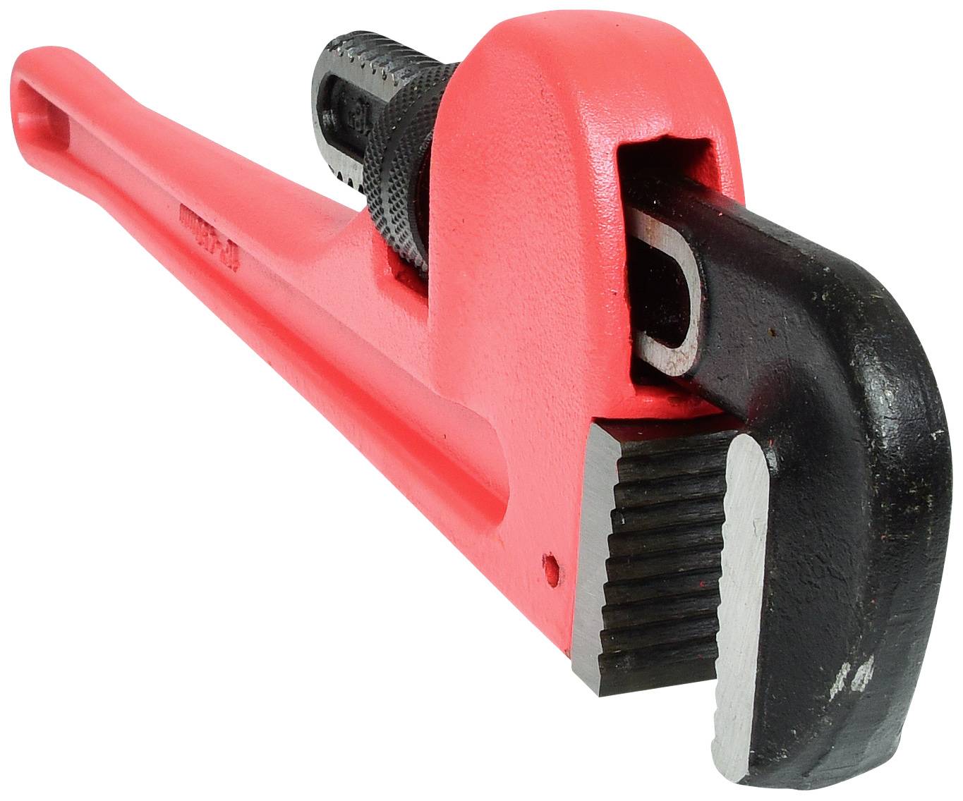 Veľký červený nastaviteľný kľúč (francúzsky kľúč) s pohyblivou hlavou, ktorý sa používa na uťahovanie alebo uvoľňovanie rúrok a potrubných spojov.