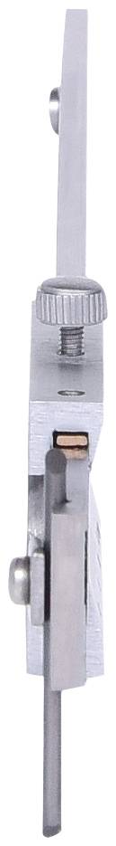 Detailný záber kovovej pánty so skrutkami, pohľad z boku.