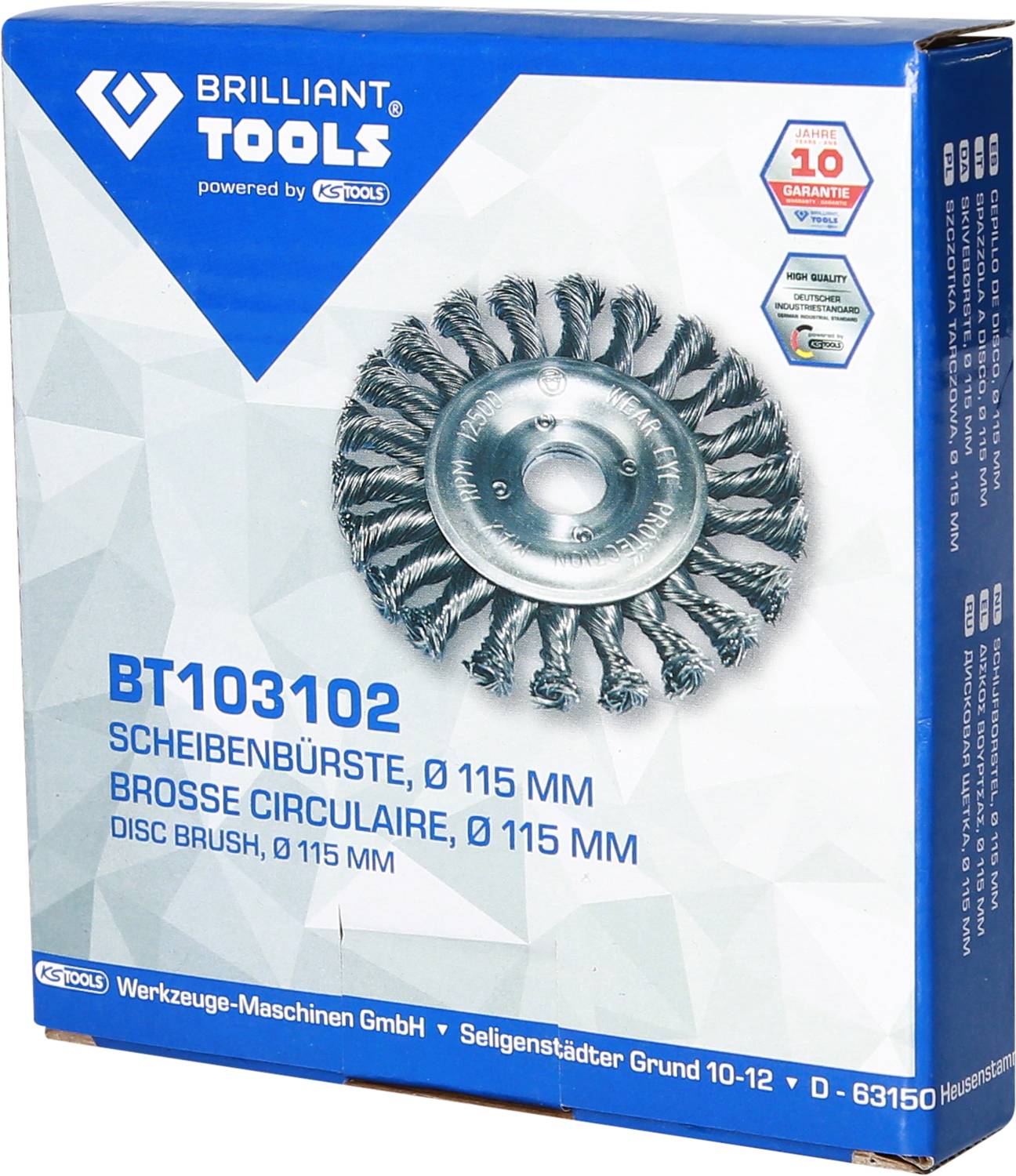 'Brilliant Tools Kefová kefa na čistenie: Ø 115 mm. 10 rokov záruky. Na presné čistenie povrchov. Katalógové číslo BT103102.'