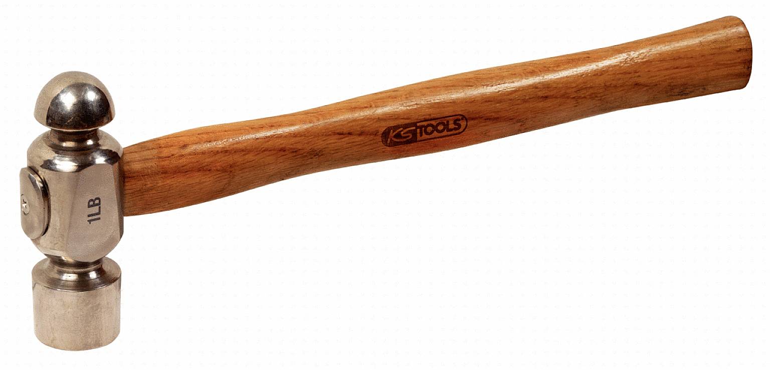 Kladivo s kovovým čelom, vhodné na presné úderové práce. Na rukoväti vytlačená značka: 'KS Tools'.