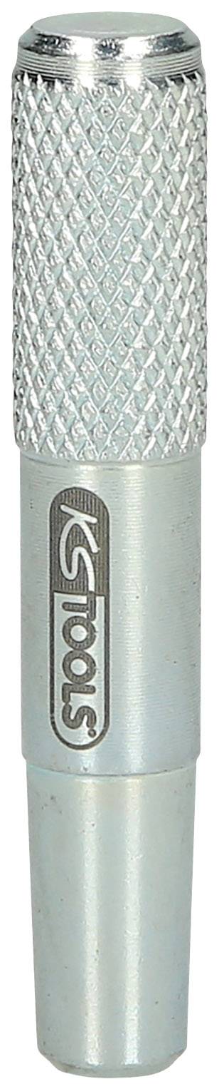 Kovový nástroj na nitovanie s vrúbkovanou rukoväťou a potlačeným logom 'KS TOOLS'. Ideálny pre presné nitovanie.