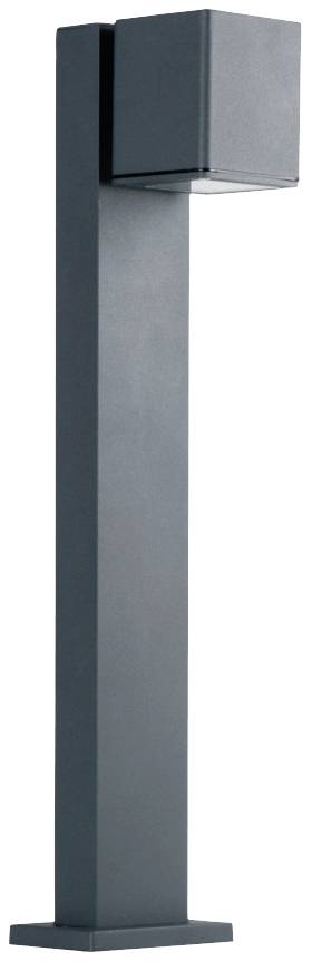 Moderná, obdĺžniková stojanová lampa s čiernym povrchom. Vhodná do exteriéru.