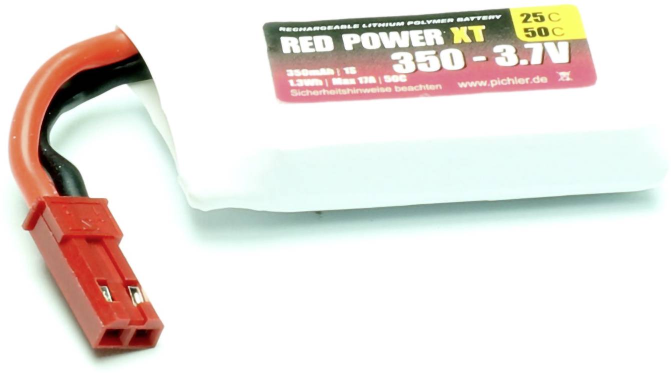 Red Power Batteria ricaricabile LiPo 3.7 V 350 mAh 25 C Softcase JST, BEC
